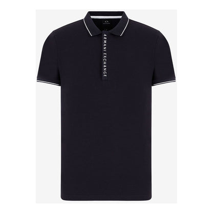 Playera Polo Armani Con Cierre Negro Elegante Slim Fit Justa