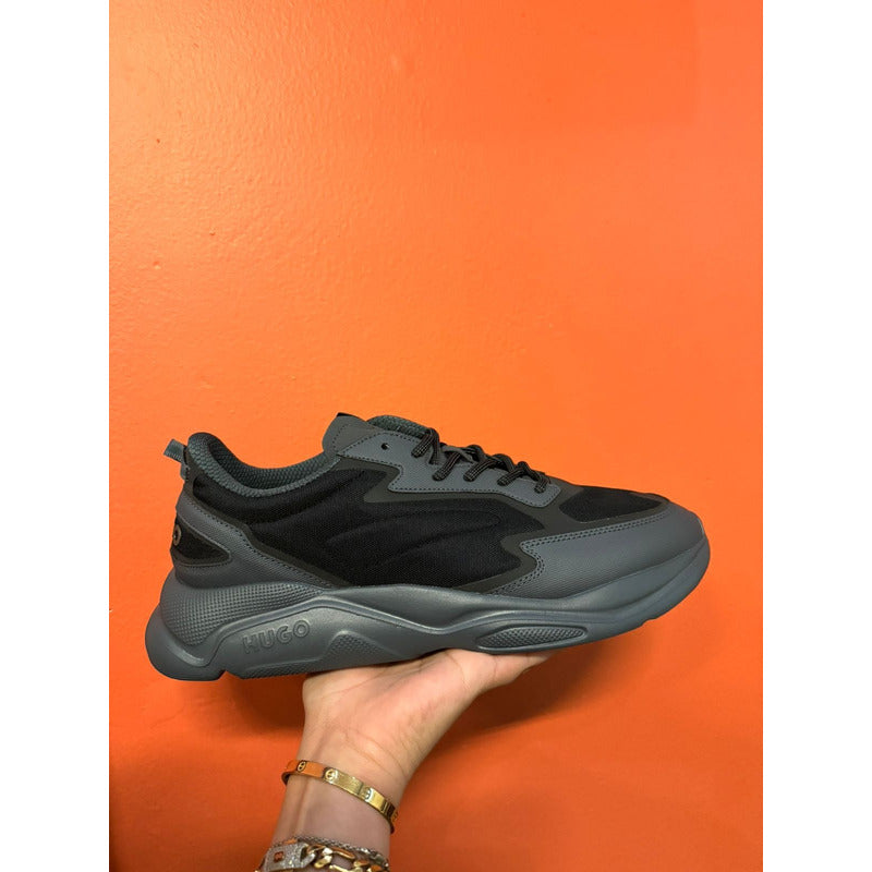 Tenis Hugo Men's Leon Modern Running Tela Negro B0c522k89g