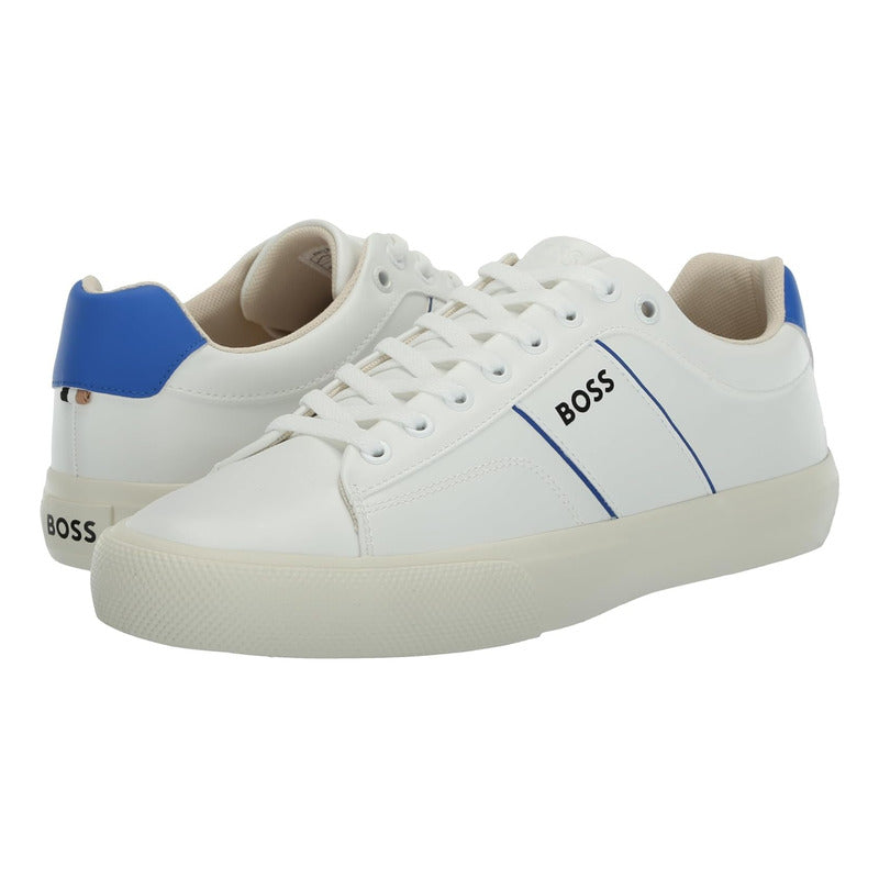Tenis Hugo Boss  Men's Aiden Logo Block Leather Blue B0c8b