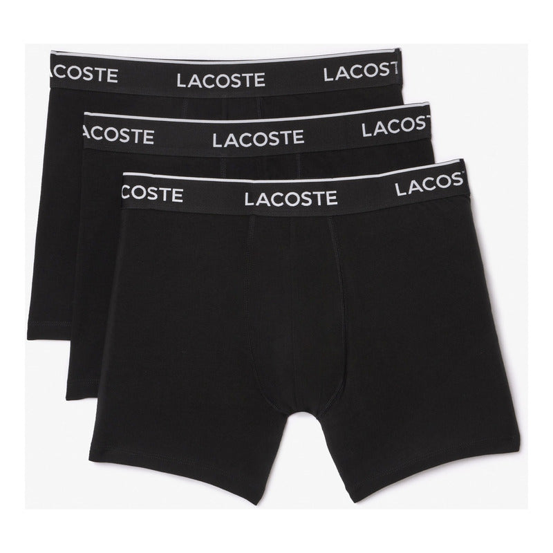 Boxer Lacoste De Caballero Negro Lisos Paq Tres 6h3420-51uei