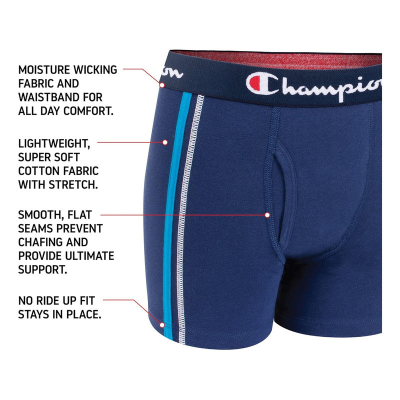 Boxer Champion Paq 4 Tipo Calzones Elásticos Comfort Juvenil