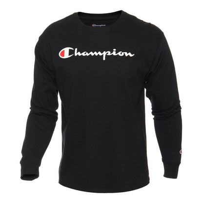 Playera Champion Negro Logo Central Original Manga Larga