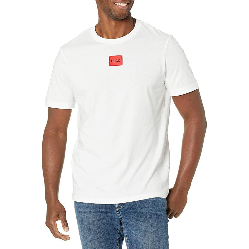 Playera Hugo Boss Logo Hugo Central Premium Original Blanco