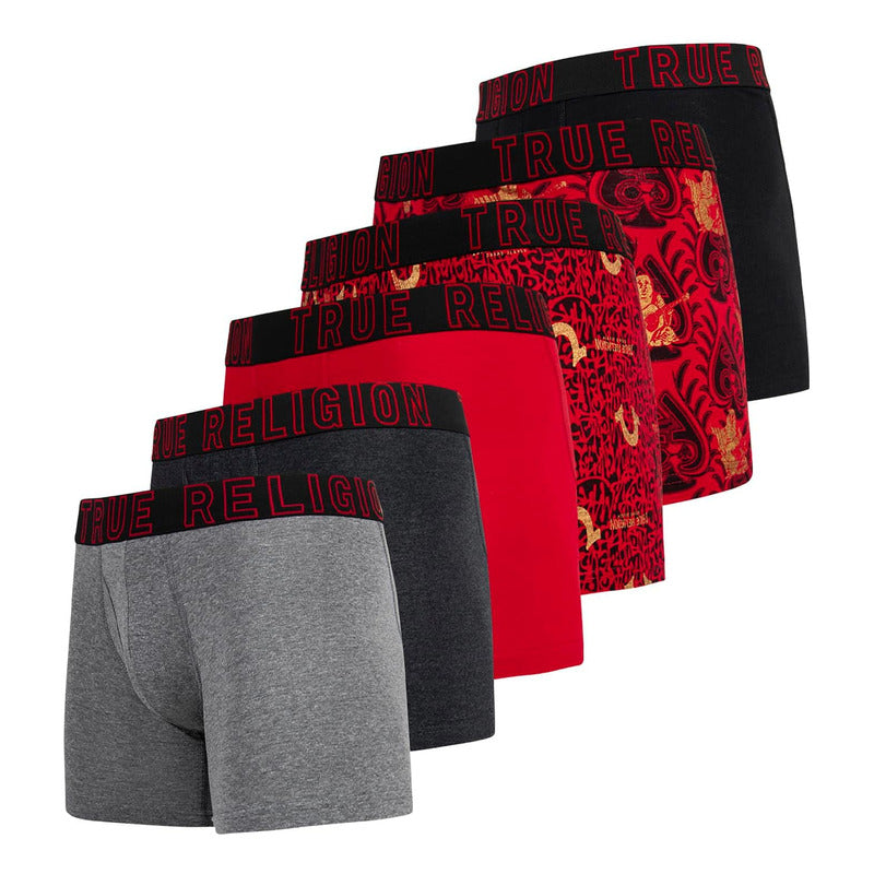 Boxer True Religion Caballero Pack 6 Algodon Rojo Ligero B0b