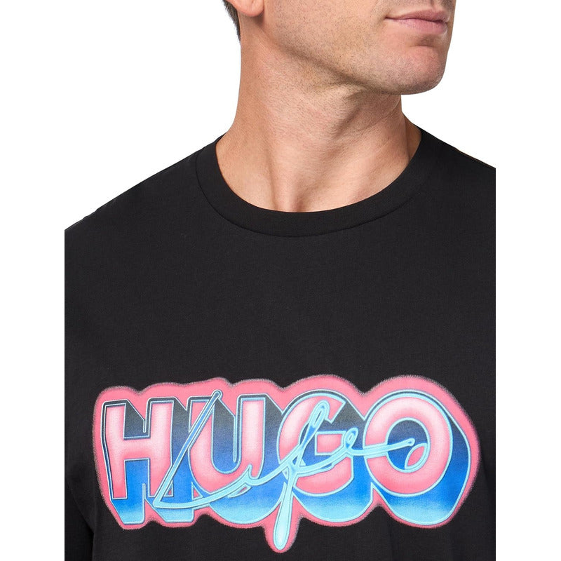 Playera Hugo Men's Spraypaint Regular Fit Black Pepper 8001s