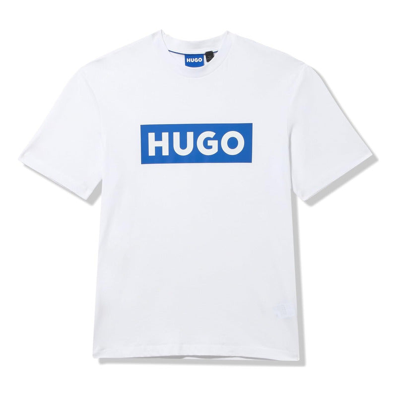 Playera Hugo Men's Logo Stripe Blanco White Salt Casua506001