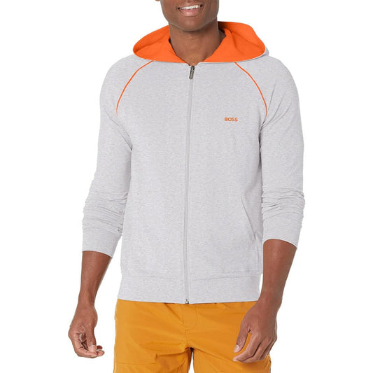 Chaqueta Hoddie Boss Gris/naranja Logo Lateral