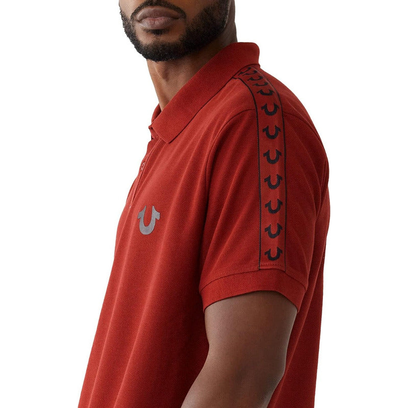 Playera True Religion Polo Hombre Color Rojo Logo Hombros