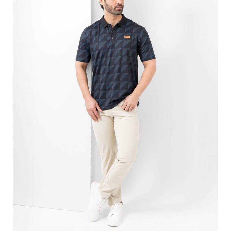 Playera Polo Maja Sport De Lujo Azul Logo Propela Mantas