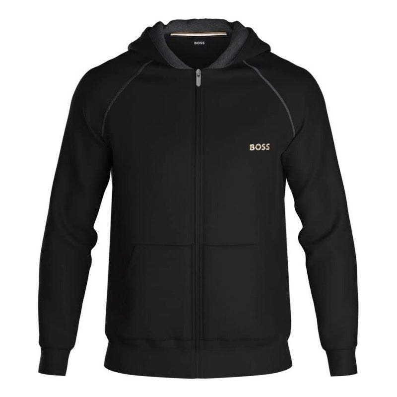 Sudadera Basica Hoddie Boss Negro Logo Lateral