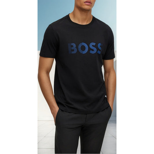 Playera Boss Logo Azul Rayado Original