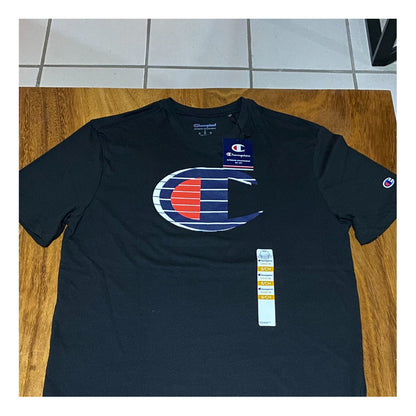 Playera Champion Negro Logo Central Redondo Model 5007