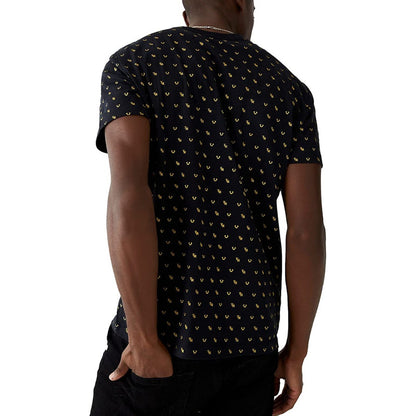 Playera True Religion Negro Logos Pequeños True Dorados