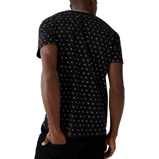 Playera True Religion Negro Logos Pequeños True Dorados