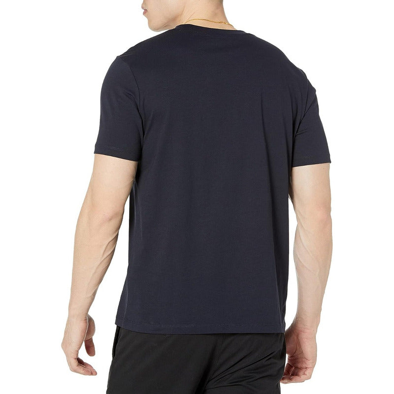 Playera Hugo Azul Logo Grafitti Hugo En Color Blanco