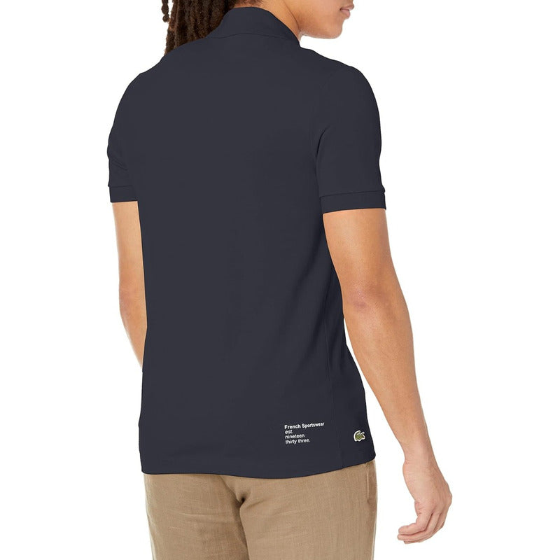 Playera Lacoste Polo Pique Azul Logo Tejido Ph9535