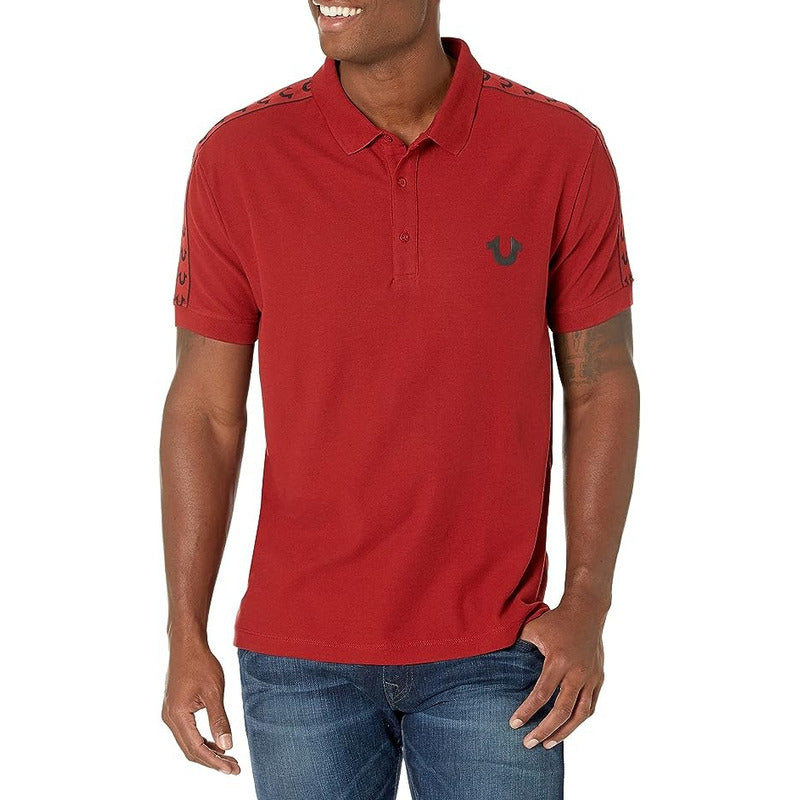Playera True Religion Polo Hombre Color Rojo Logo Hombros