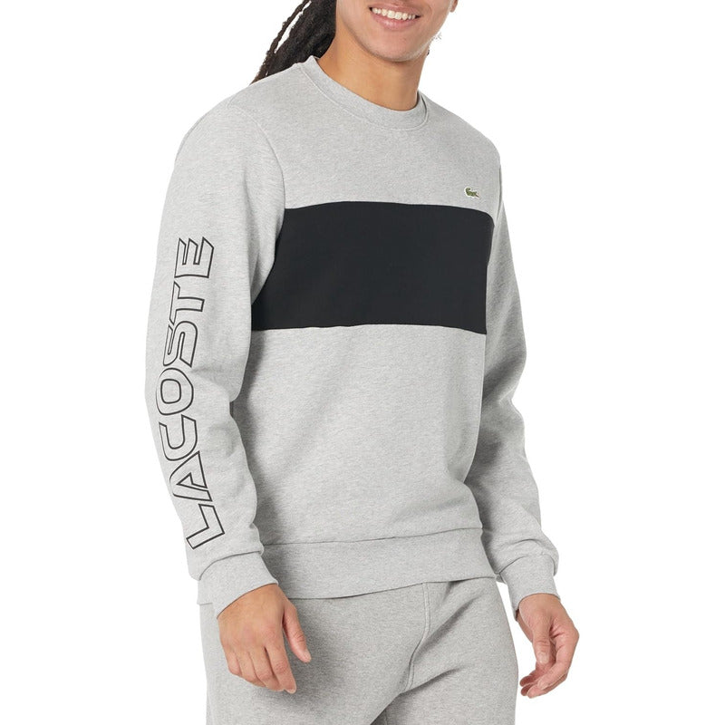 Sudadera Lacoste De Cuello Redondo Texto En Brazo Sh1433-51