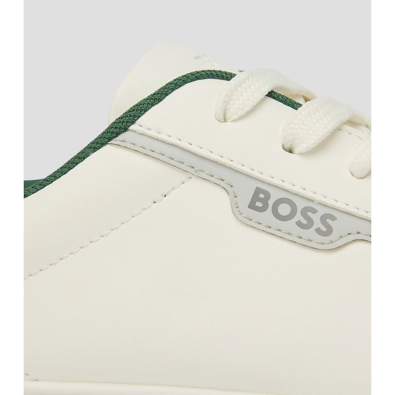 Tenis Boss Rhys Cupsole Blanco Verde Hombre