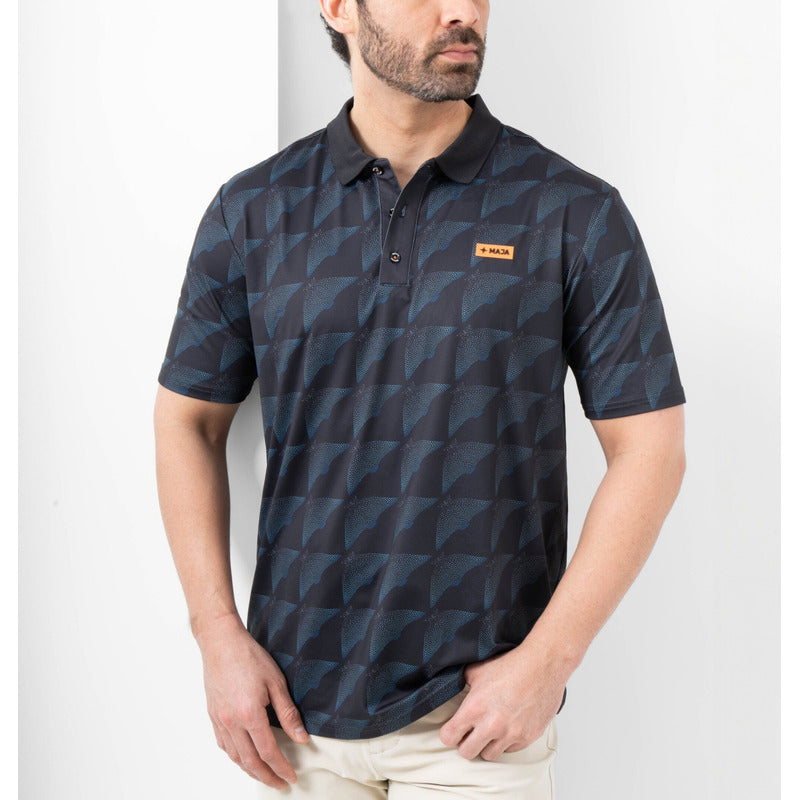 Playera Polo Maja Sport De Lujo Azul Logo Propela Mantas