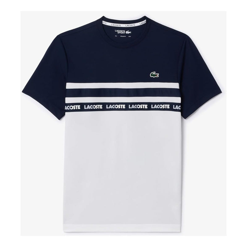 Playera Lacoste Regular Bloques Marino Hombre Casual Th7538-
